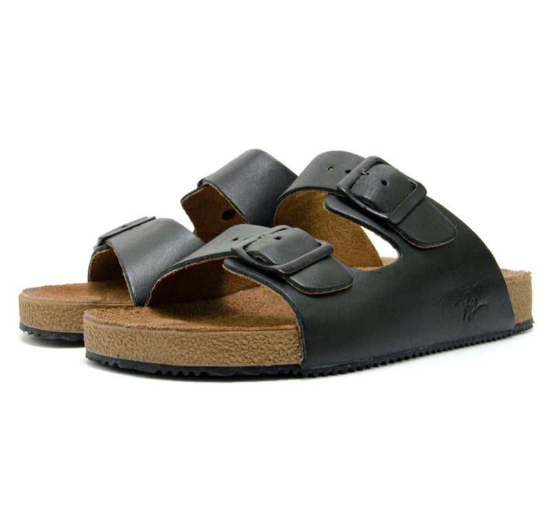 Sandália Couro Birken Unissex Tiras Fivela Anatômica